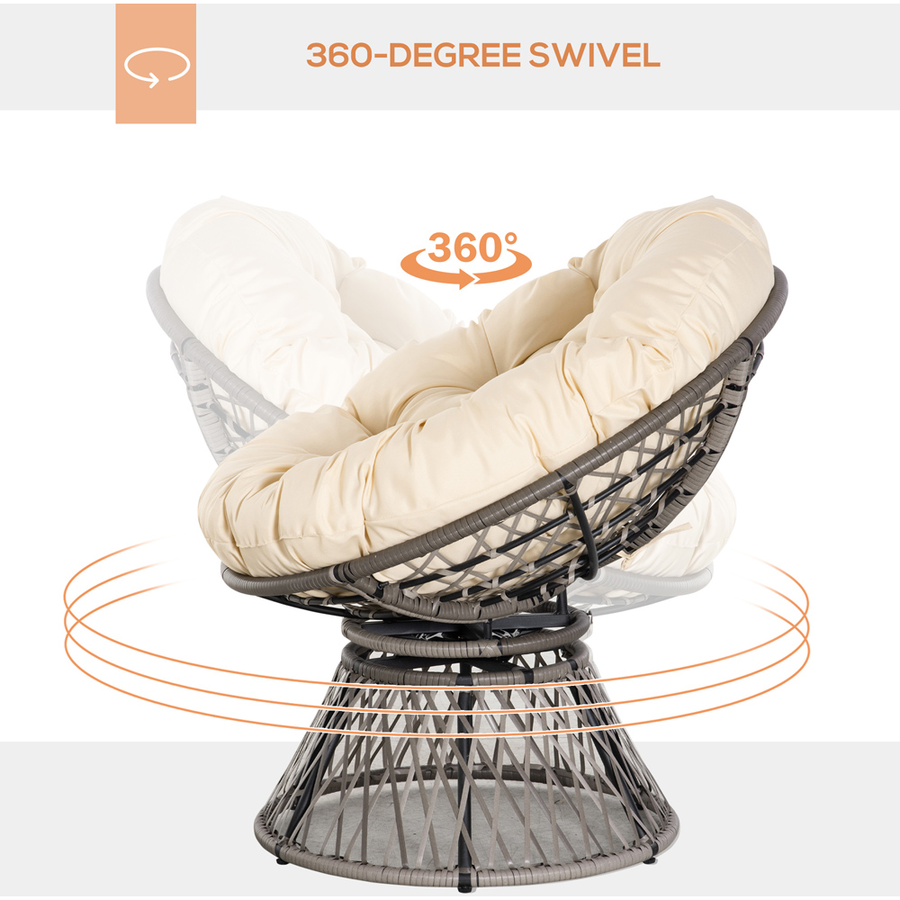 Outsunny 360° Swivel Rattan Chair with Padded Cushion Image 4