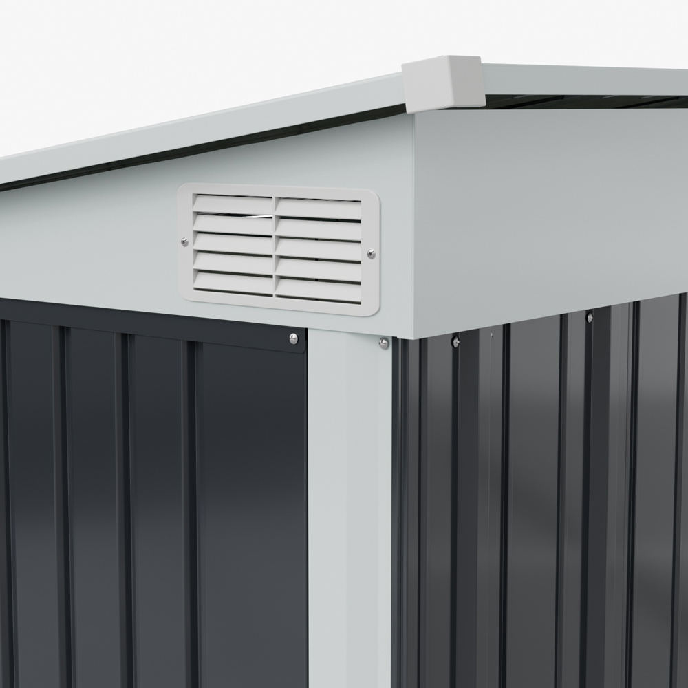 Living and Home 4 x 9ft Charcoal Black and White Metal Pent Storage Shed Image 6