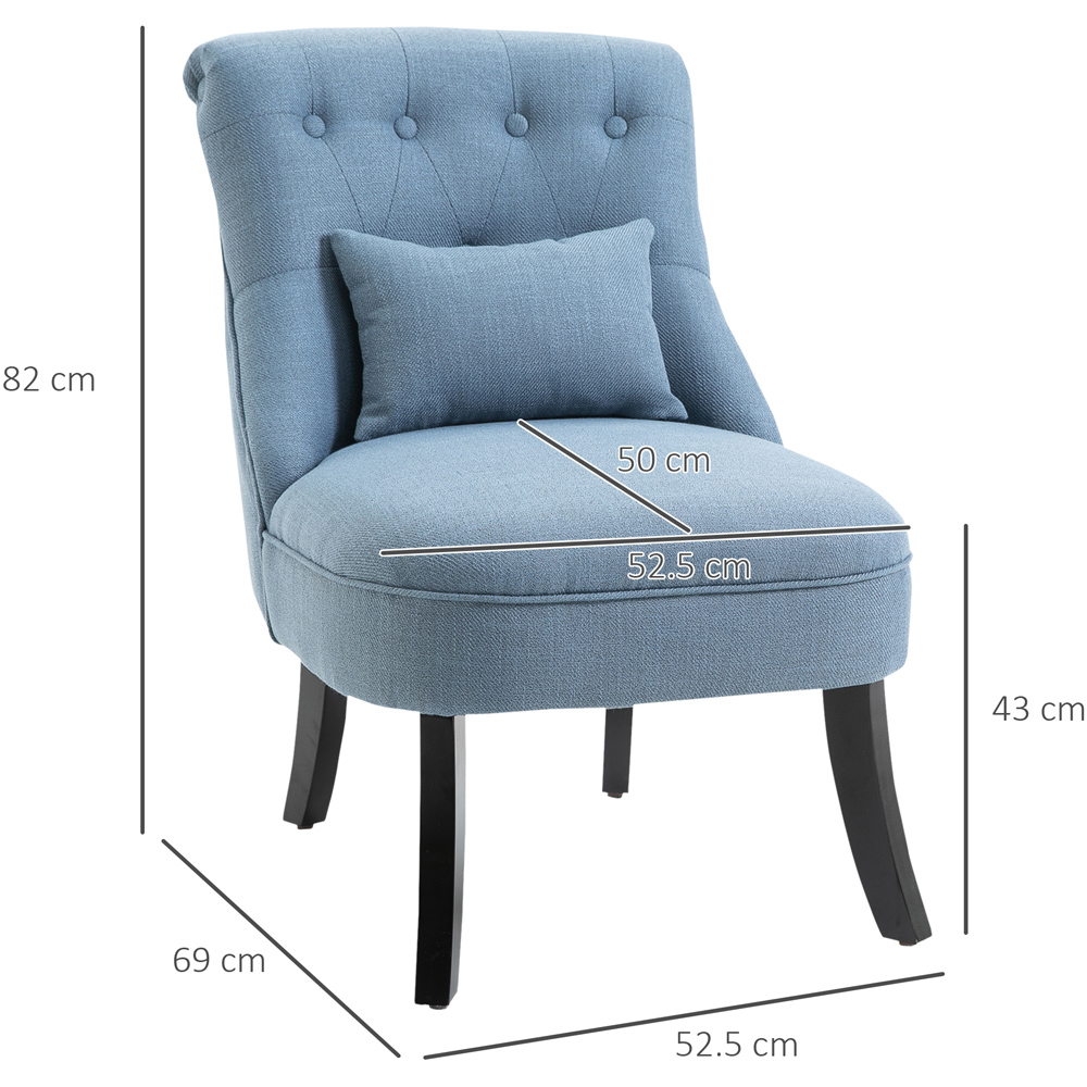 Portland Blue Tufted Accent Chair with Pillow Image 8