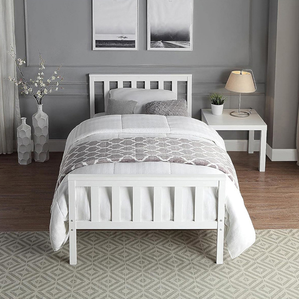 Portland Single Wooden Bed Frame with Mattress Image 7