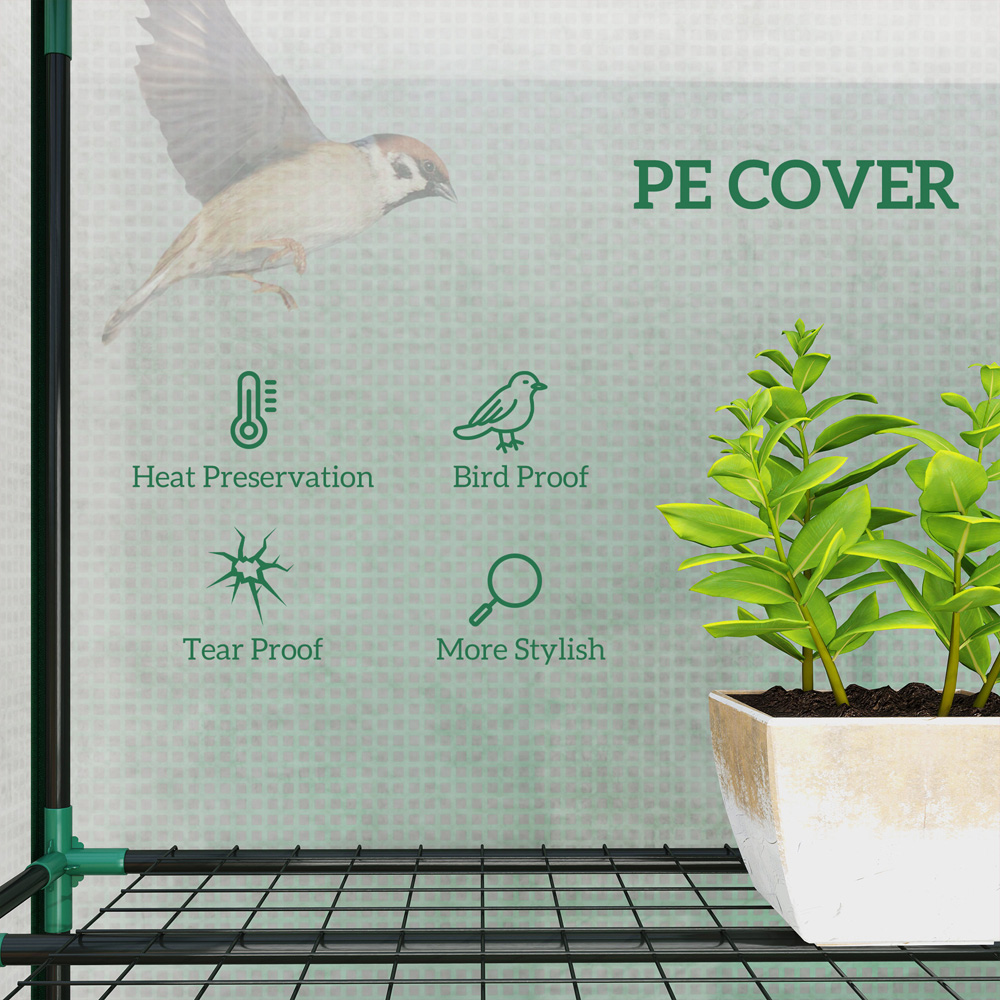Outsunny 3 Tier Green PE Cover Lean To 4.7 x 7ft Mini Greenhouse Image 8