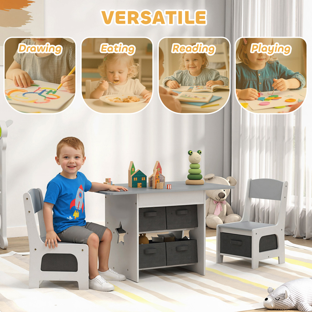 AIYAPLAY 6 Drawer Light Grey Kids Table and Chair Set Image 4