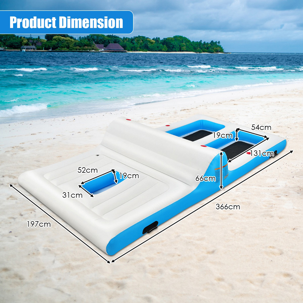 Costway 4 to 6 Person White Dual Lying Floating Island with Wading Area Image 9