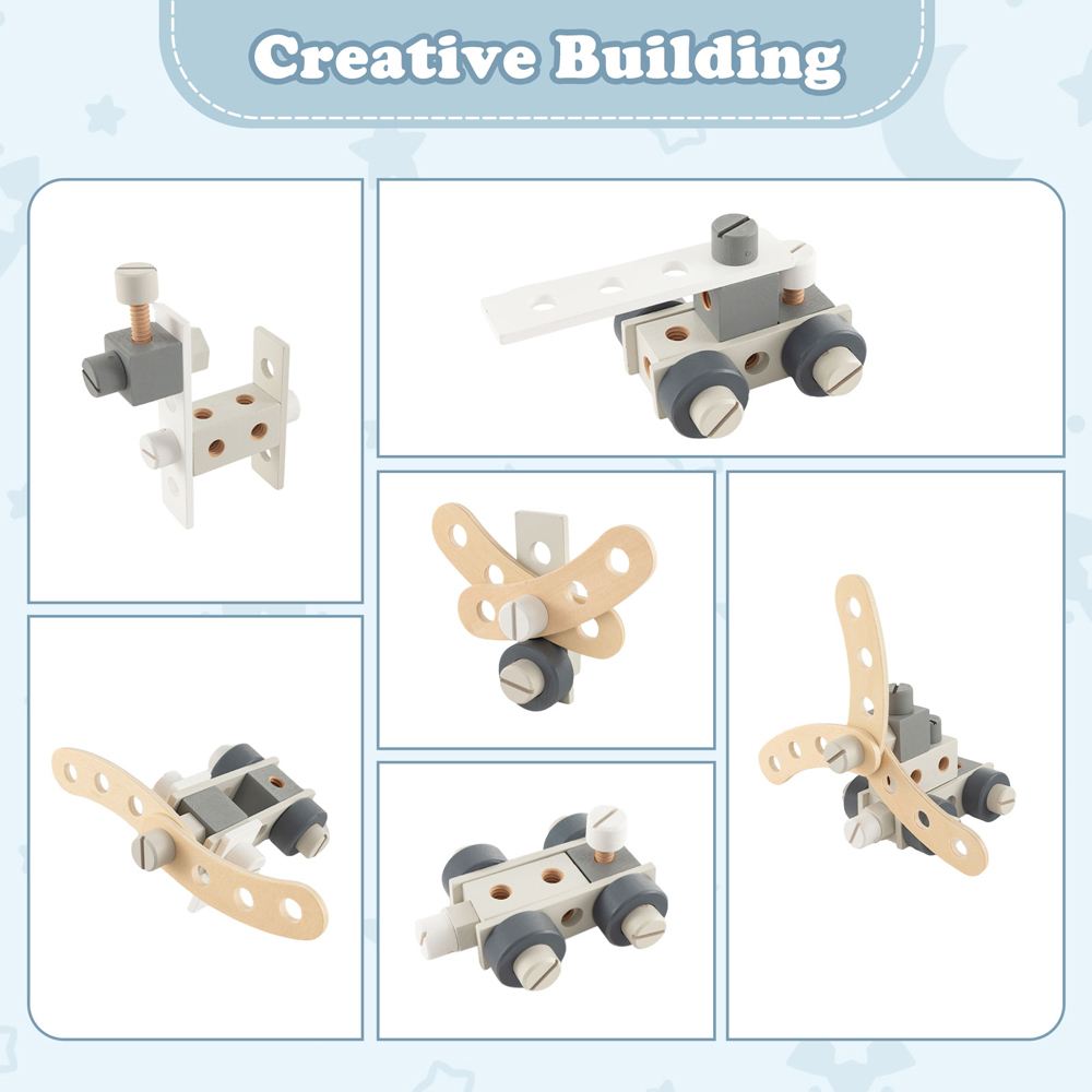 Costway Blue Kids Wooden Play Workbench Image 5