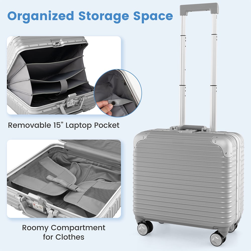 Costway Silver Under Seat Carry On Luggage Image 5