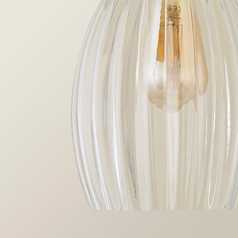 ValueLights Cheltenham Ribbed Glass Easy Fit Pendant Shade Image 4