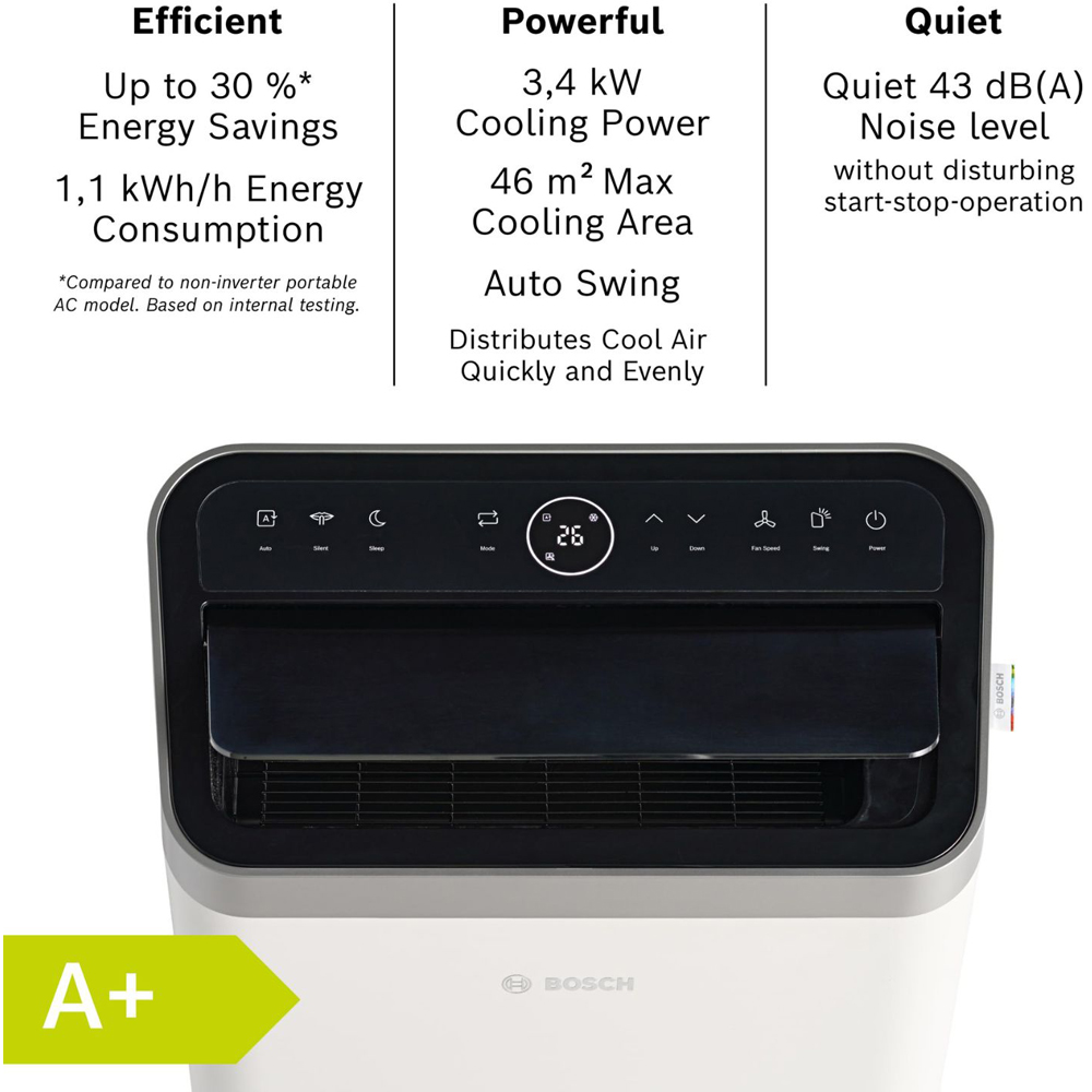 Bosch Cool 5100 3-in-1 White 3.4 kW Portable Air Conditioner with Remote Control Image 3