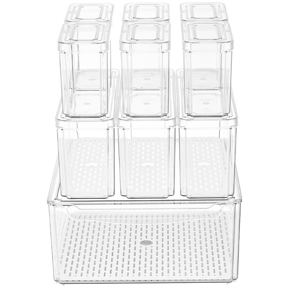 Living and Home 10 Piece Clear Stackable Fridge Storage Organiser Set Image 2