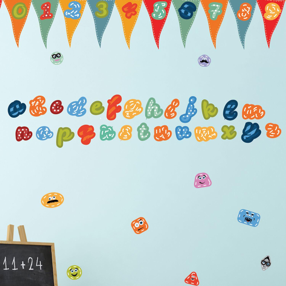 Walplus Kids Education Alphabets and Numbers Shapes Self Adhesive Wall Stickers Image 2