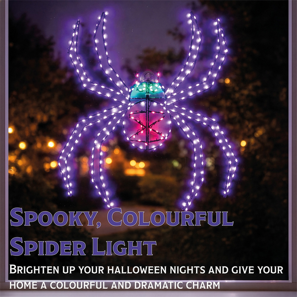 FXLab 274 Multicolour LED 2D Metal Spider Silhouette 54.5 x 3.5 x 61cm Image 3