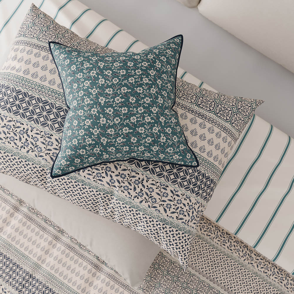 Helena Springfield Blue and Teal Folk Ditsy Cushion 45 x 45cm Image 2