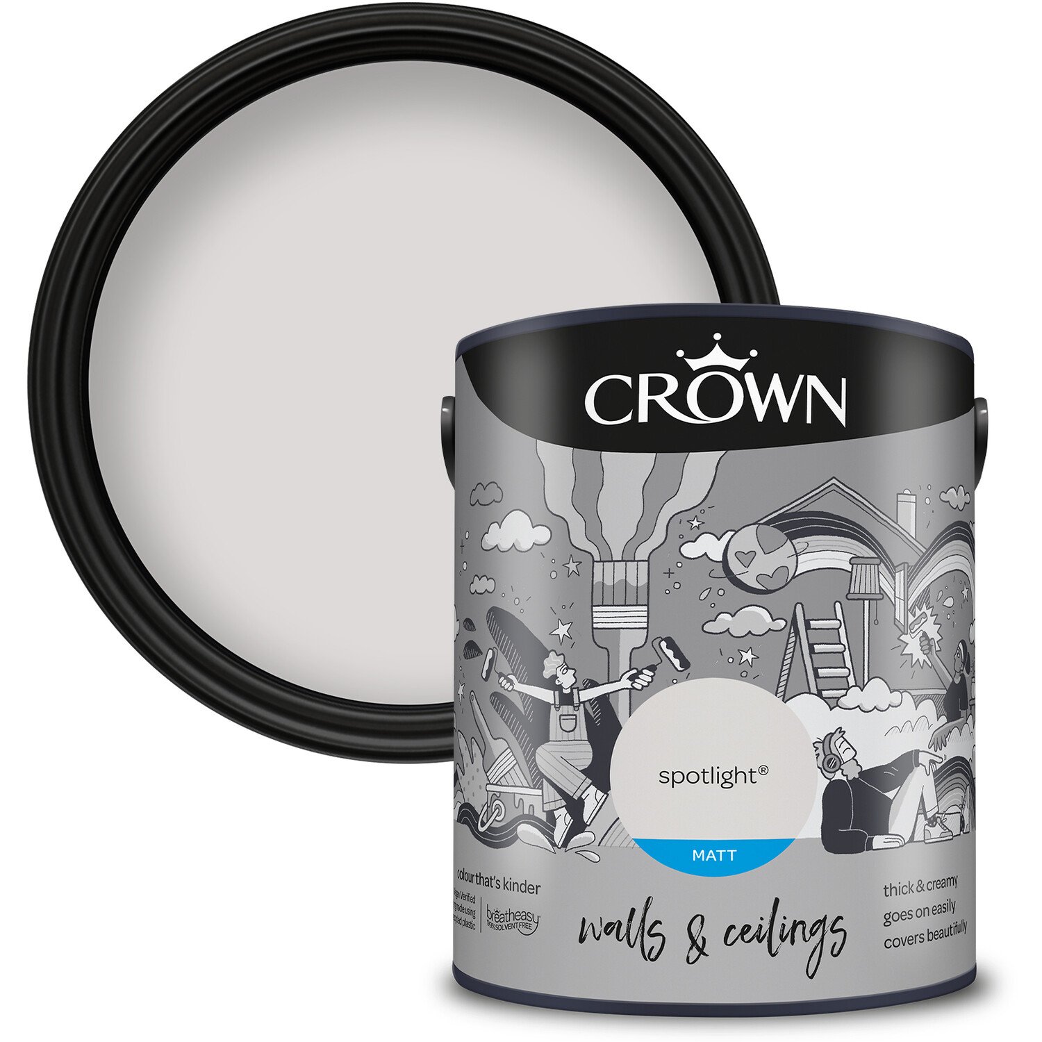 Crown Walls & Ceilings Spotlight Matt Emulsion Paint 5L Image 1