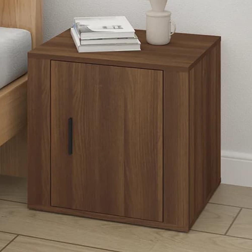 vidaXL Single Drawer Brown Oak Bedside Cabinet Image 1