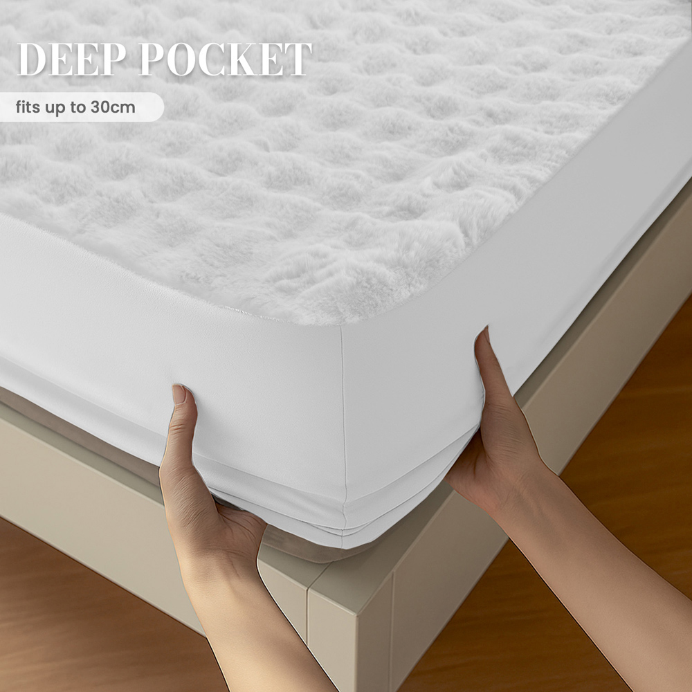 Sweet Dreams Alpine Double White Faux Fur Fitted Sheet Image 5