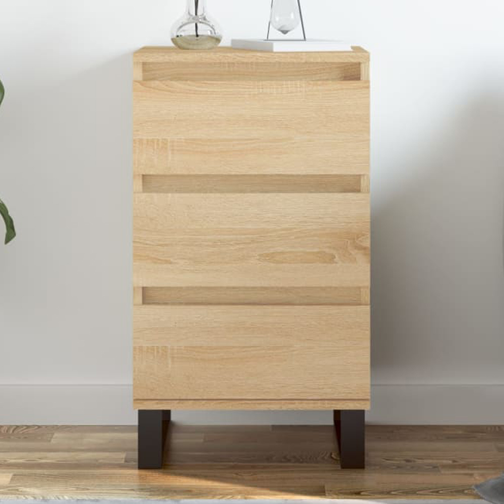 vidaXL 3 Drawer Sonoma Oak Sideboard Image 1