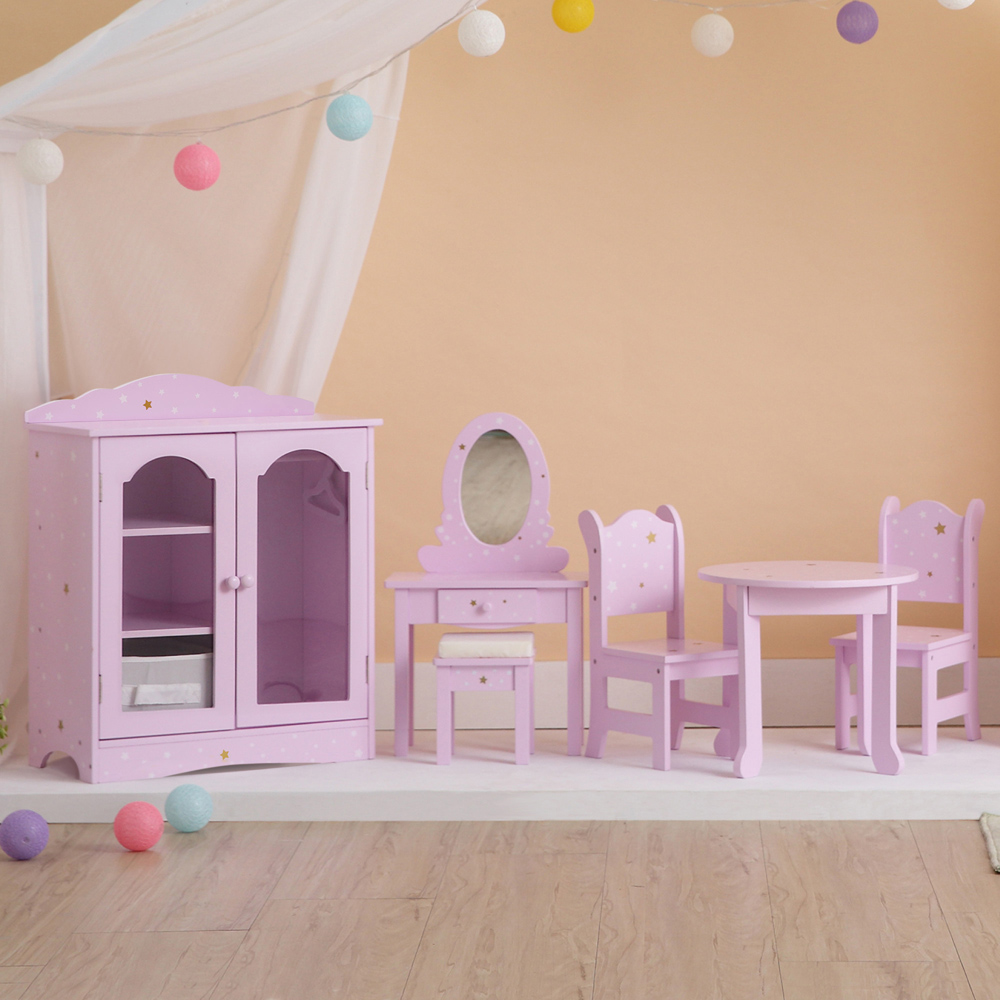 Teamson Kids Olivia's Little World 2 Door Twinkle Stars Princess Fancy Closet with 3 Hangers Image 2