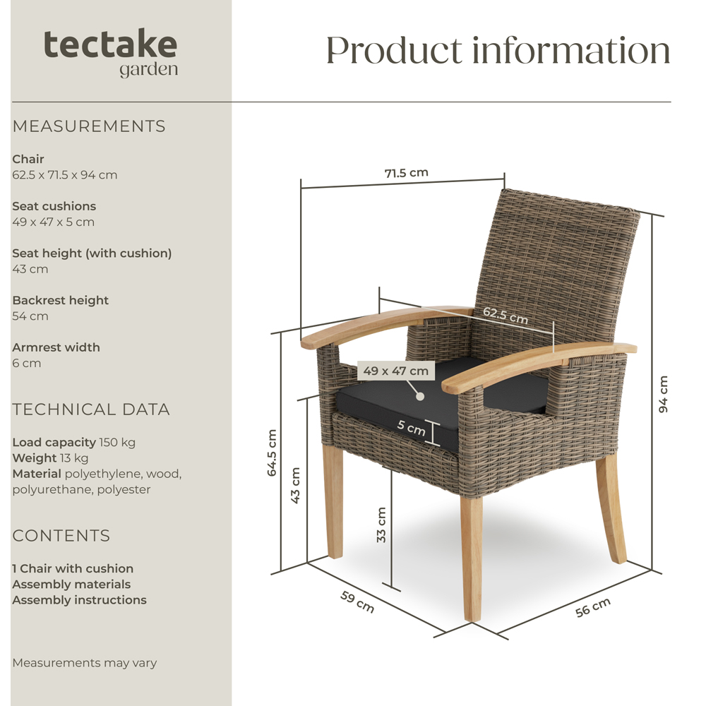 tectake Rosarno Nature Polyrattan Garden Chair Image 9