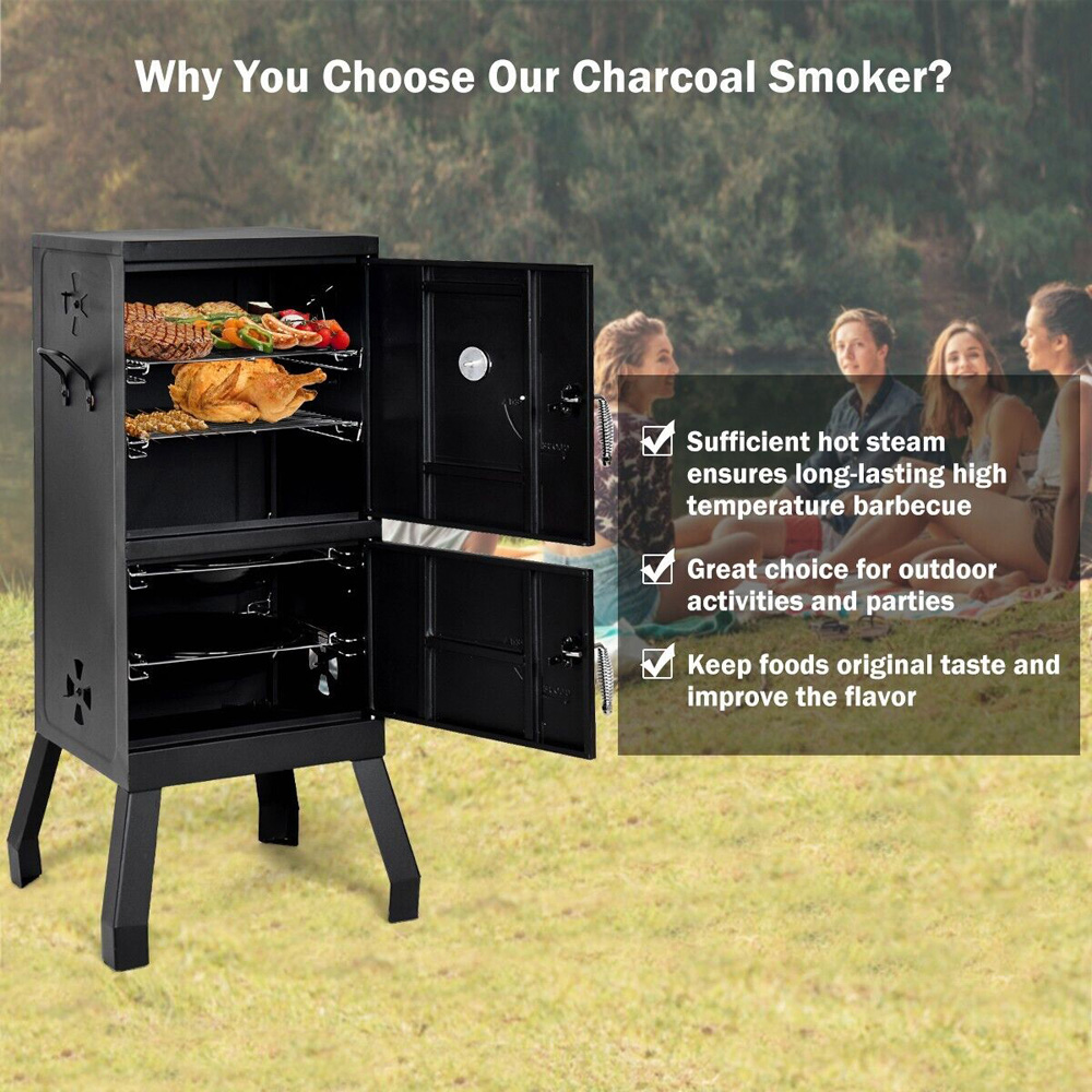 Costway NP10016 2 Layer Vertical Charcoal Smoker Oven Image 7