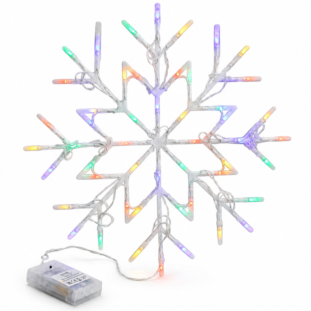 Samuel Alexander 50 Multicoloured LED Snowflake Battery Operated Christmas Decoration 34cm Image 2