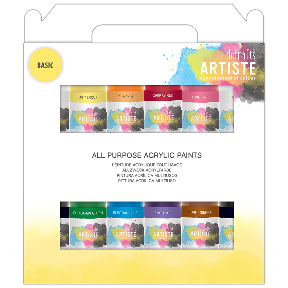 Docrafts Artiste Basic Acrylic Paint 12 Pack Image 1