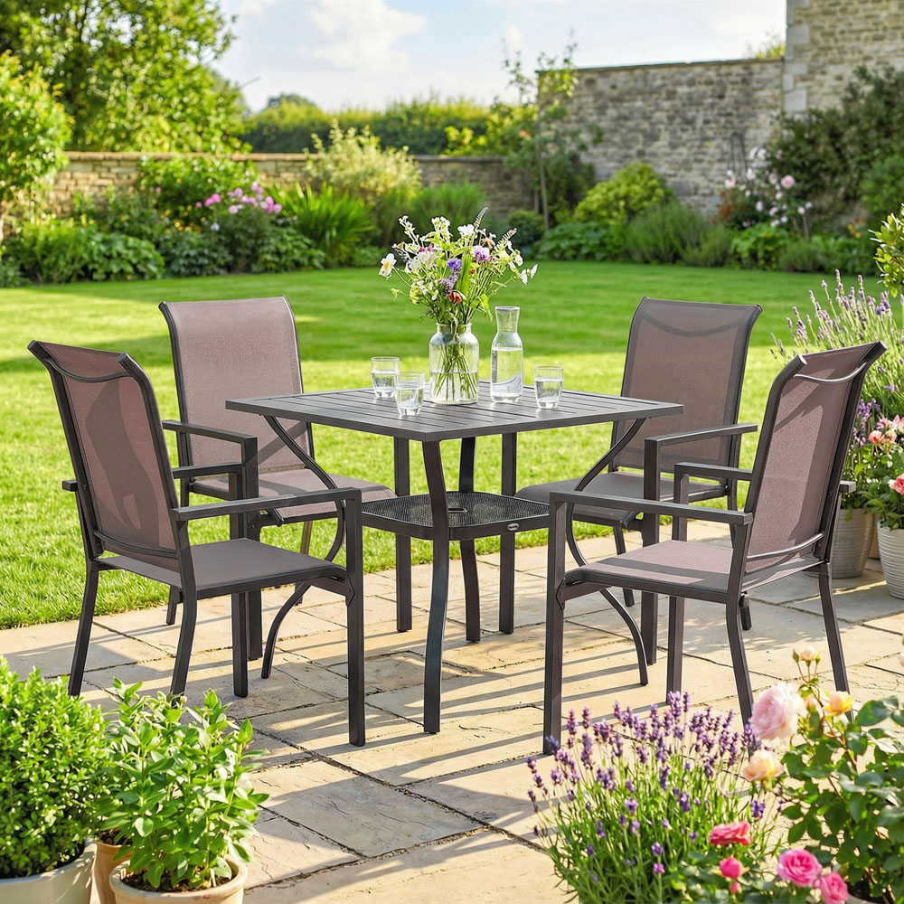 Outsunny 4 Seater Garden Dining Set Grey and Khaki Image 3