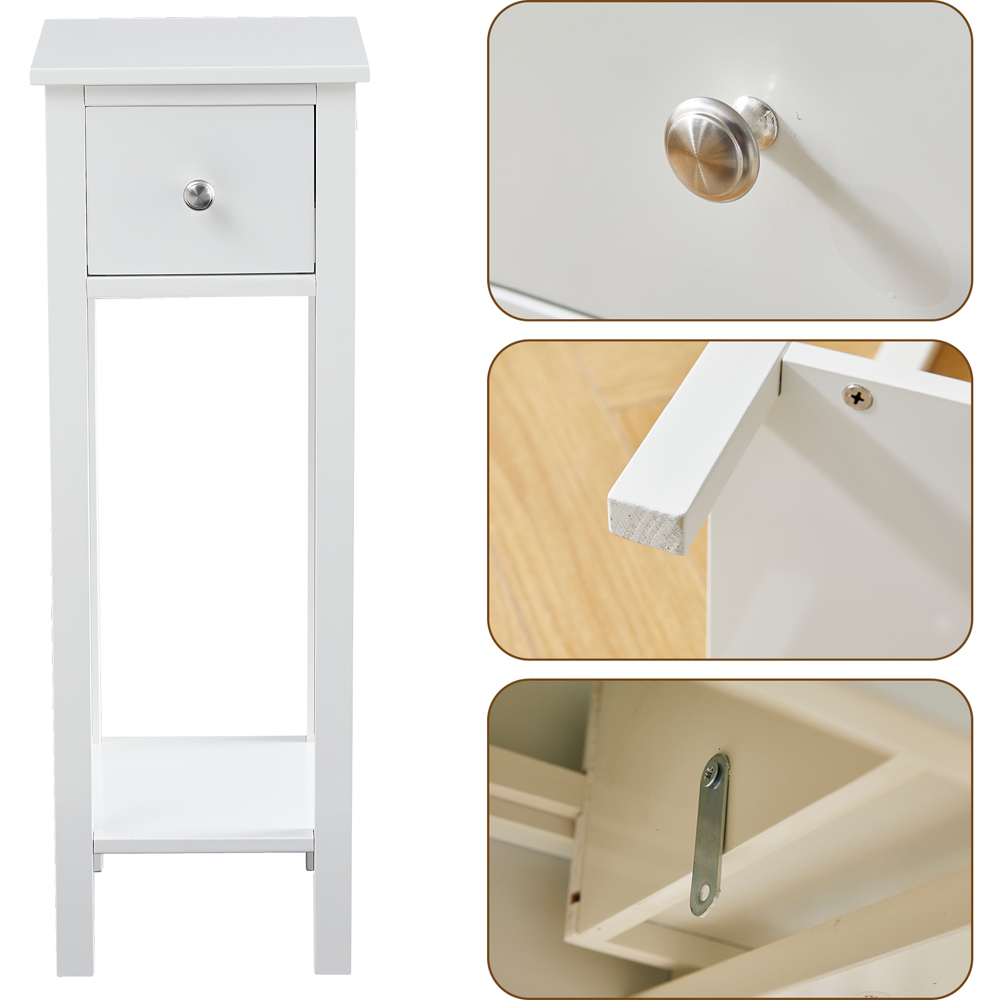 Brooklyn Amelia Single Drawer Single Shelf White Solid Wooden Bedside Table Image 5