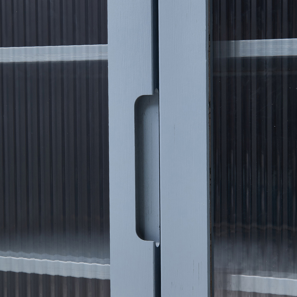 Living and Home 4 Door Blue Grey Bamboo Shoe Cabinet Image 6