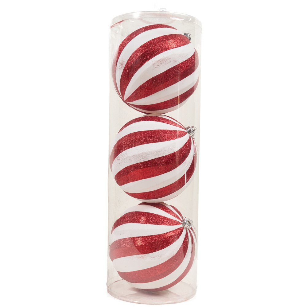 Set of 3 XL Candy Cane Carnival Baubles Image 1