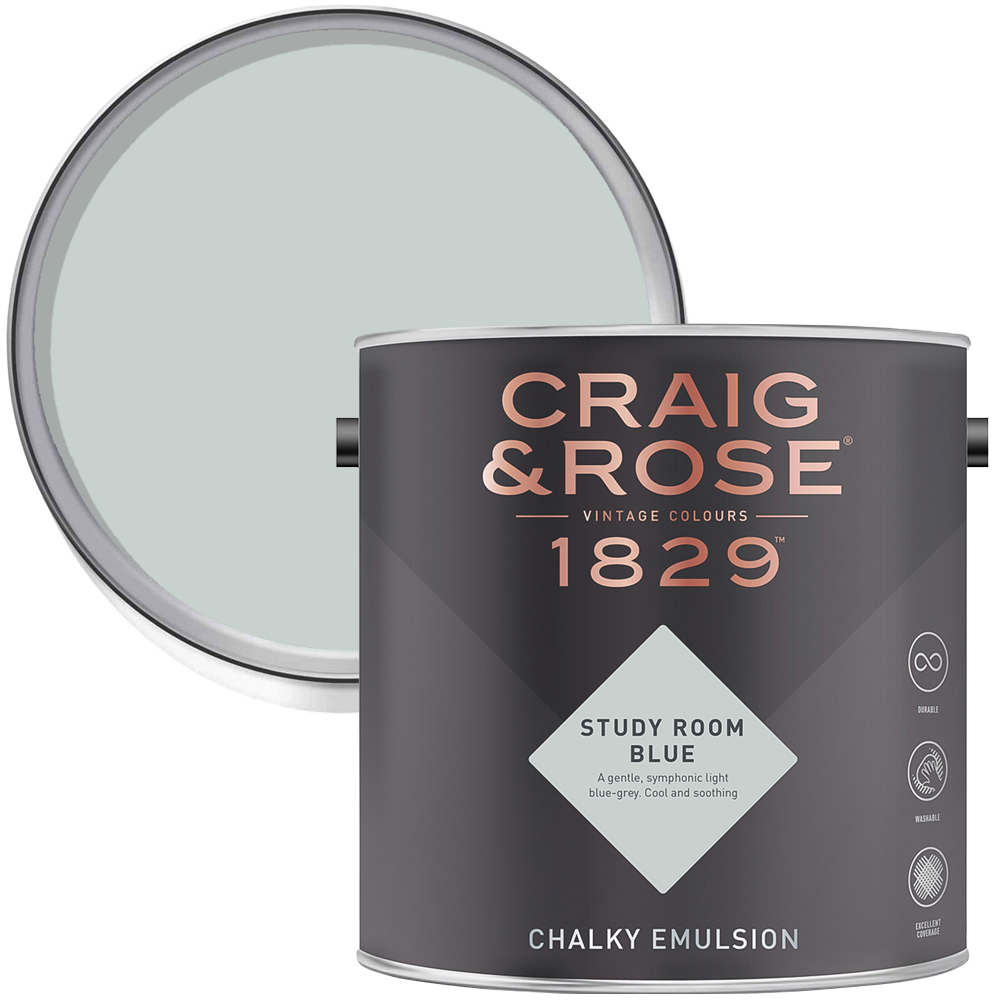 Craig & Rose 1829 Vintage Walls and Ceilings Study Room Blue Chalky Matt Emulsion Paint 2.5L Image 1
