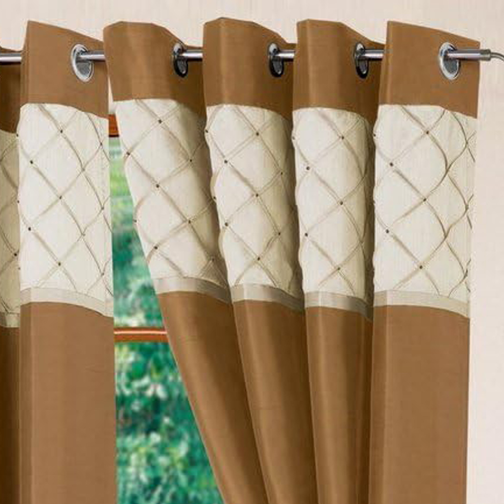 Intimates Natasha Latte and Cream Eyelet Curtains 229 x 183cm Image 2