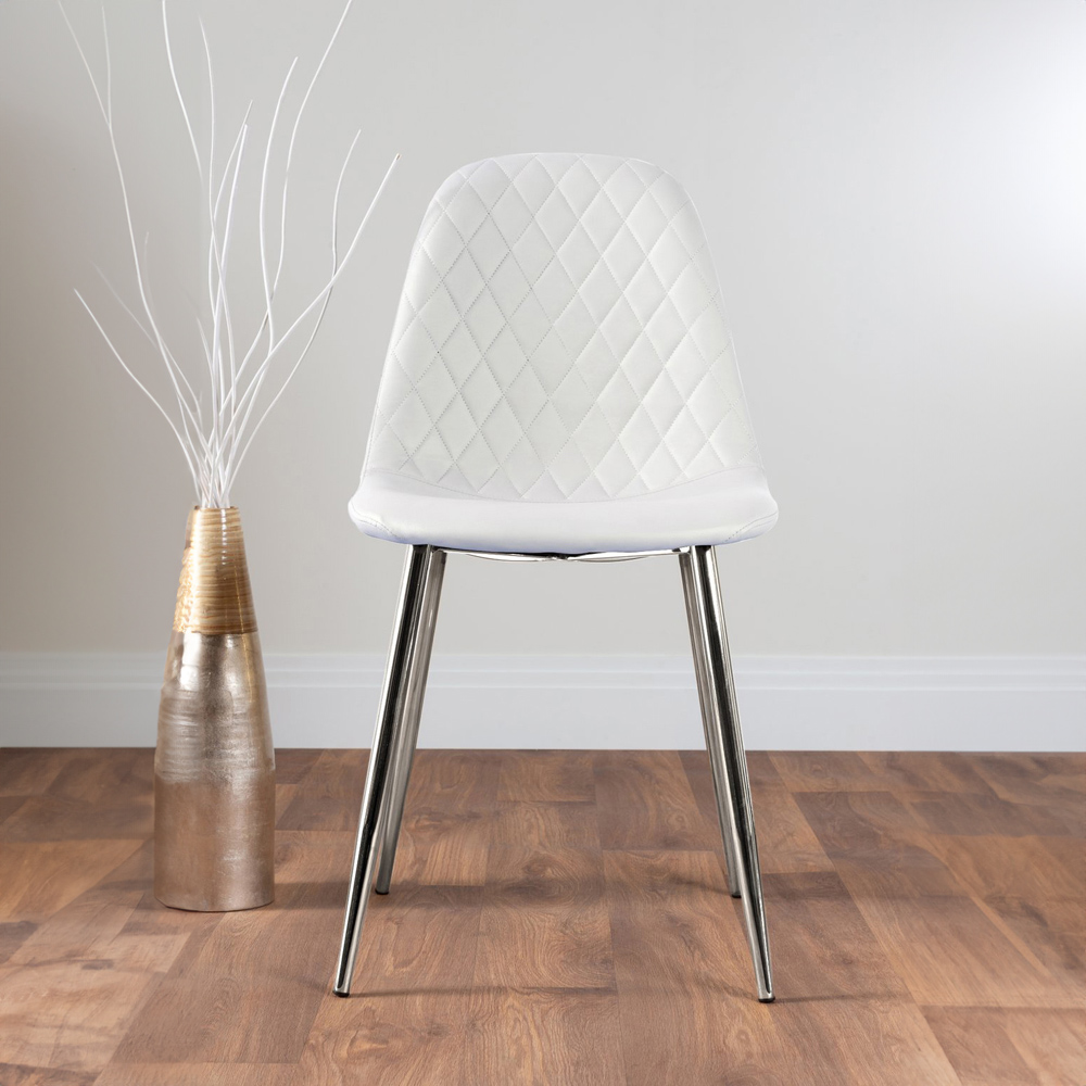 Furniturebox Lucia Solara 6 Seater Dining Set Grey Gloss White and Chrome Image 3