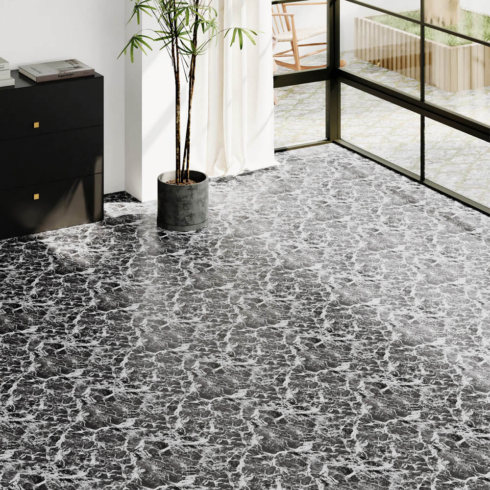 Living and Home Marble Pattern Dark Green Peel and Stick PVC Flooring Tile 30 Pack Image 7