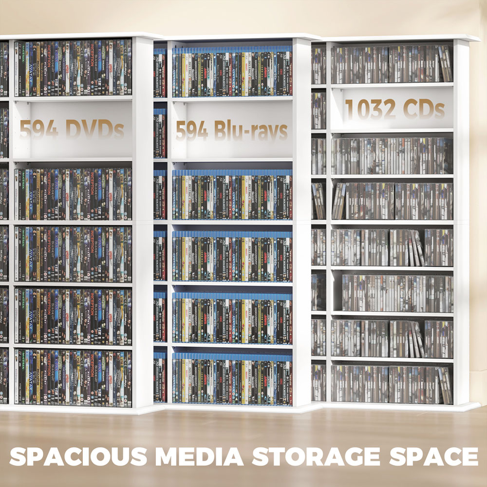 HOMCOM 24 Shelf White DVD Storage Unit Image 5