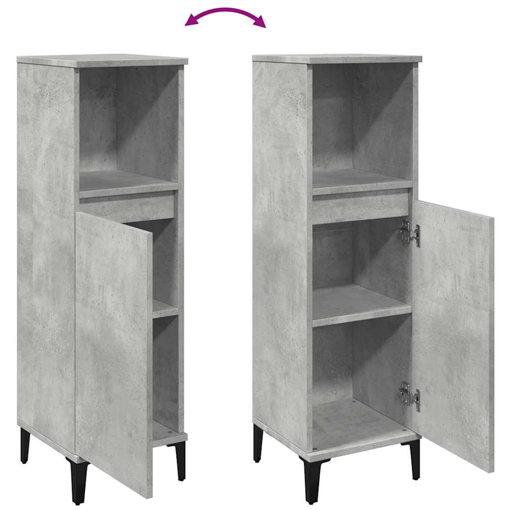 vidaXL Single Door Single Shelf Grey Bathroom Cabinet Image 9