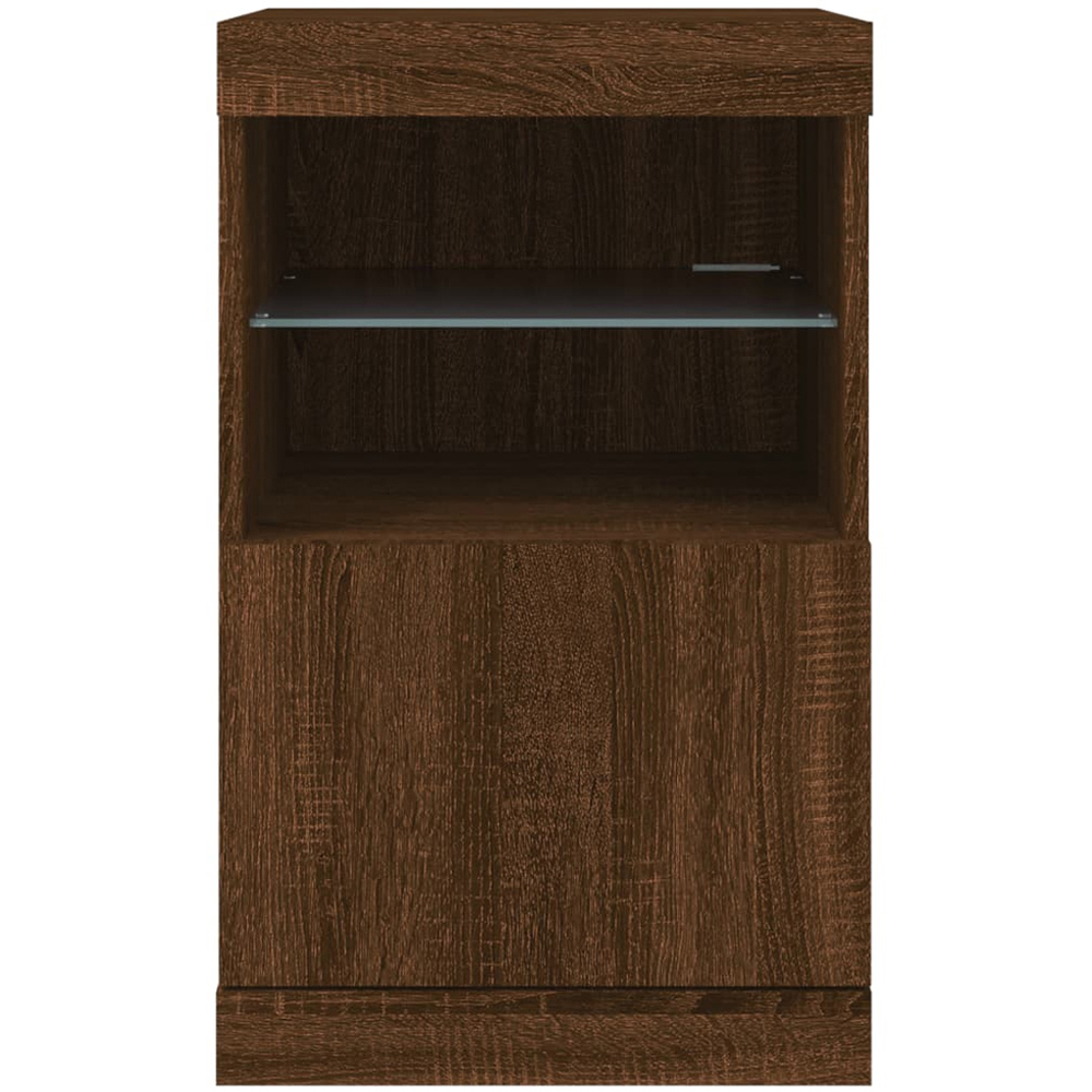 vidaXL Single Door 2 Shelf Brown Oak LED Sideboard Image 5
