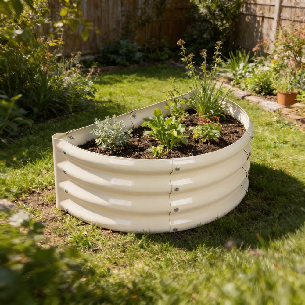 Harbour Housewares Ivory Semicircle Galvanised Steel Raised Garden Bed 60 x 30cm Image 3