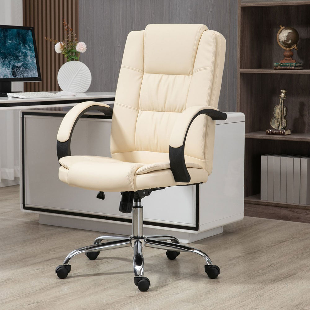 Portland Beige PU Leather Swivel Office Chair Image 1