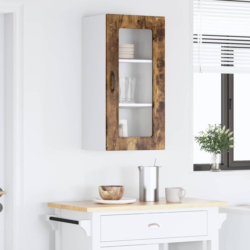 vidaXL Kalmar Single Door Smoked Oak Wall Kitchen Cabinet Image 9
