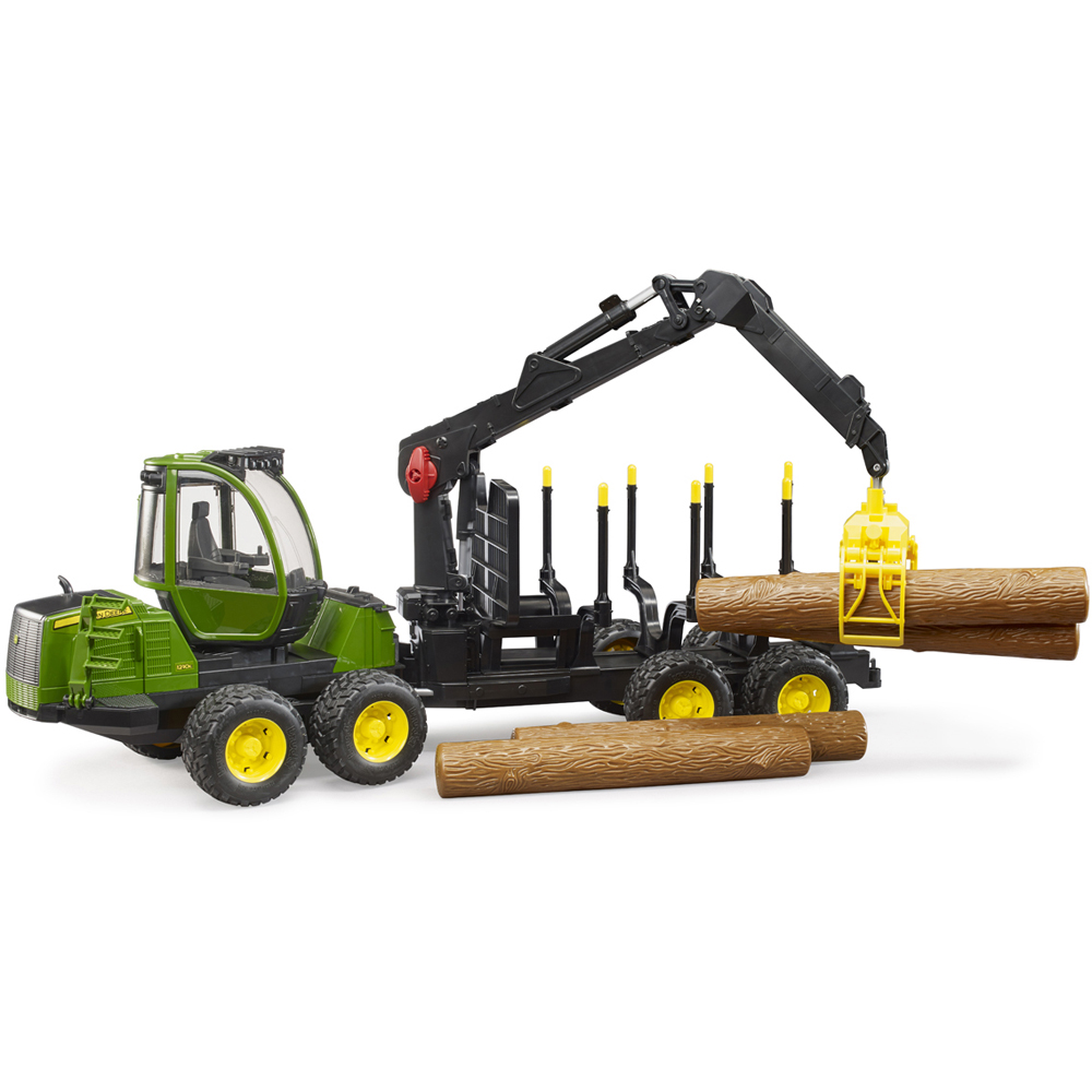 Bruder Kids John Deere 1210E Forwarder Playset Model with Grab and 4 Trunks Image 3