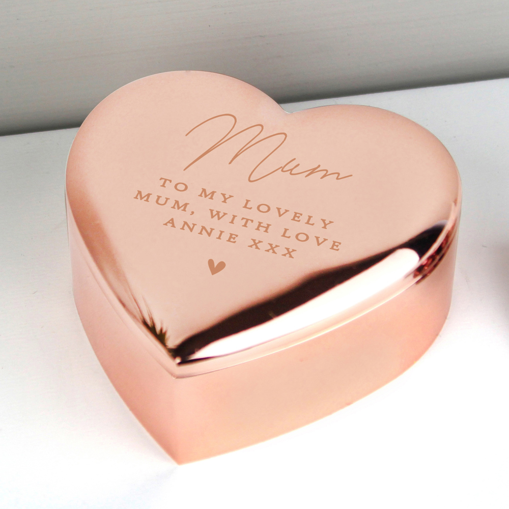 Personalised Memento Personalised Free Text Rose Gold Heart Trinket Box Image 3