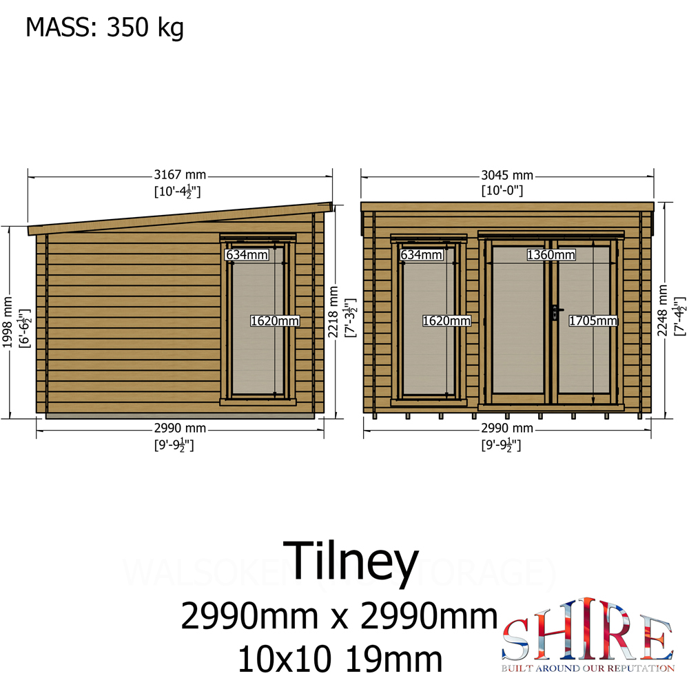 Shire Tilney 10 x 10ft Pent Garden Log Cabin Image 9