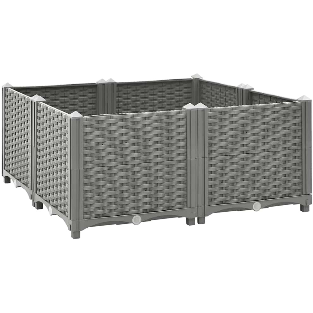 vidaXL Grey Polypropylene Small Square Raised Garden Bed 80 x 80 x 38cm Image 1