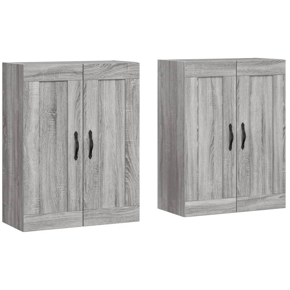 vidaXL 2 Door Grey Sonoma Wall Mounted Storage Cabinet 2 Pack Image 2