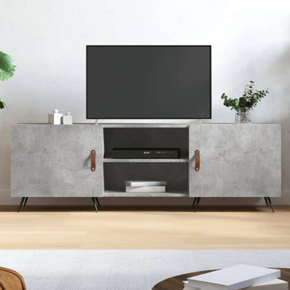 vidaXL 2 Door 2 Shelf Concrete Grey TV Cabinet Image 1