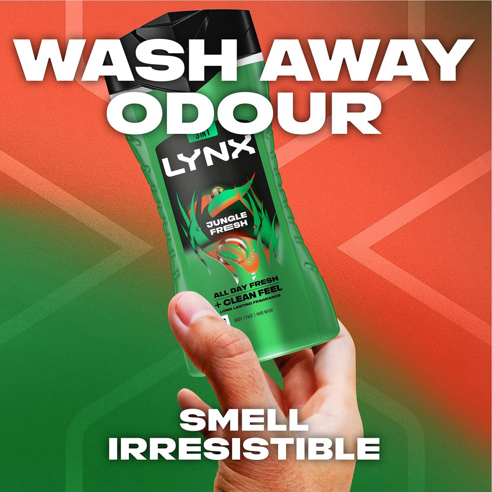 Lynx Jungle Fresh Palm Leaves and Amber 12H Refreshing Fragrance Shower Gel 225ml 3 Pack Image 4