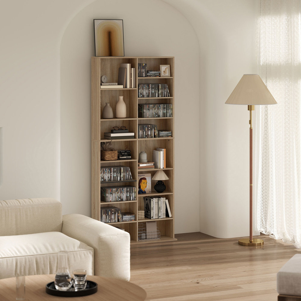 HOMCOM 18 Shelf Natural DVD and CD Media Storage Unit Image 8