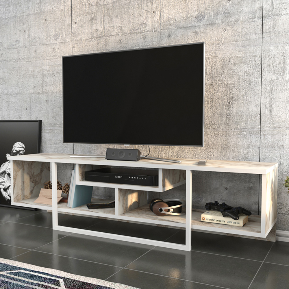 Decorotika Asal 3 Shelf Ephesus and White Modern TV Unit Image 1