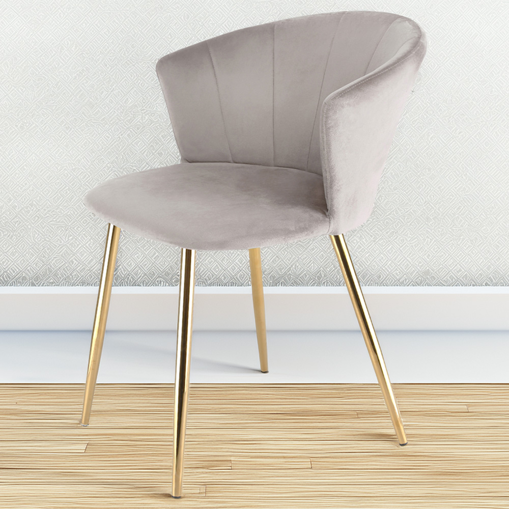 Ella Dining Accent Chair Velvet Upholstery - Taupe Image 1