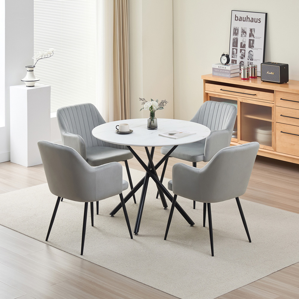 Indoor Living Seattle Charlotte 4 Seater Round Dining Set Grey Image 9