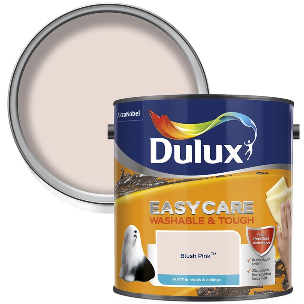 Dulux Easycare Washable & Tough Blush Pink Matt Emulsion Paint 2.5L Image 1